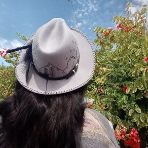 Boho customized fedora with burned detail